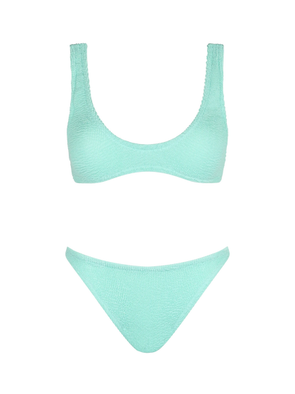 Woman sage green tiny crinkle bikini Pamy Naomi