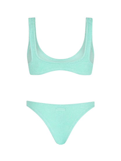 Woman sage green tiny crinkle bikini Pamy Naomi