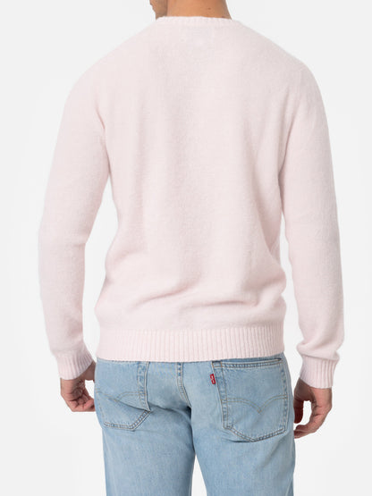 Man pink crewneck stretch sweater Regent