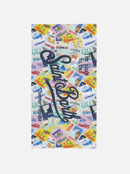 Microfiber postcard print beach towel Aidan