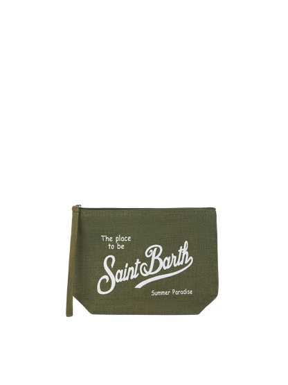 Aline military green linen pochette - MC2 Saint Barth