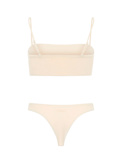 Woman beige bandeau bikini Athena Naomi with rhinestones