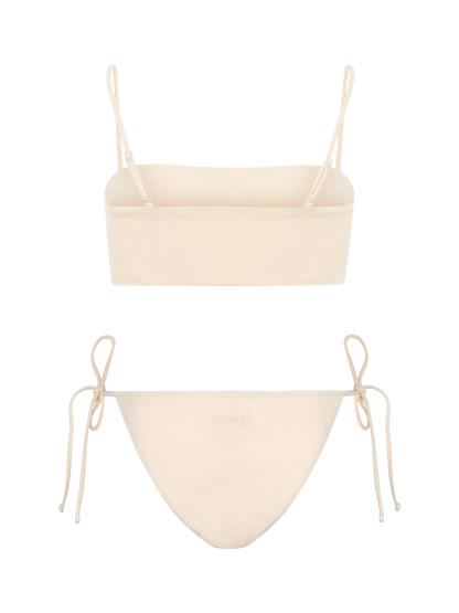 Woman beige bandeau bikini Athena Virgo with rhinestones