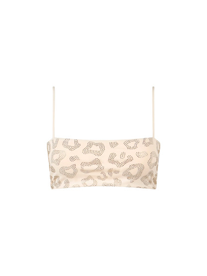 Woman animalier bandeau top swimsuit Athena with rhinestones