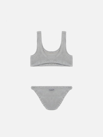 Silver lurex crinkle classic crinkle bralette bikini Baker