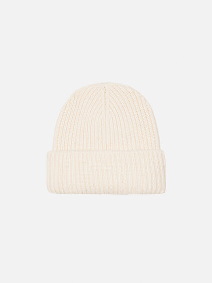 White Berry ribbed knit beanie for kid with Saint Barth patch