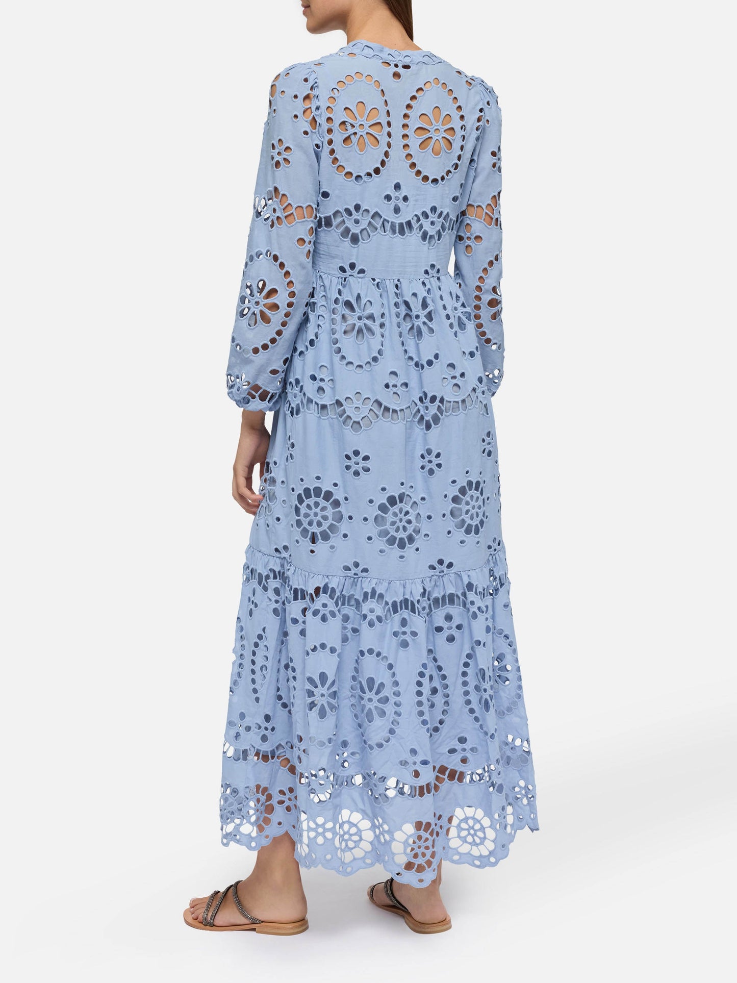 Sylvia avio blue Sangallo lace dress