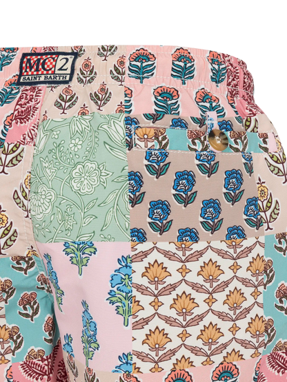 Mid-length swim-shorts Caprese Jr with flower patch print