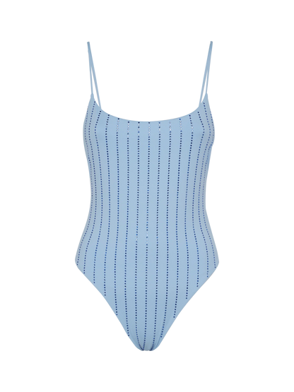 One-piece swimsuit Cecille with rhinestone striped embellishment