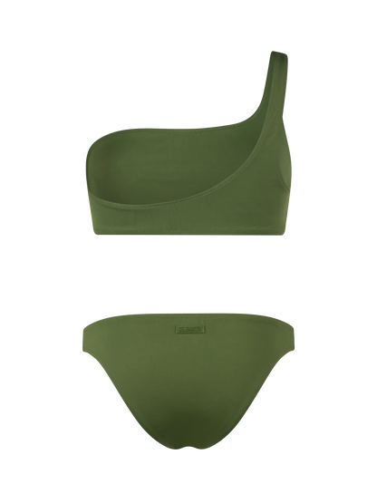 Woman military green one shoulder bralette bikini Celestine Maia