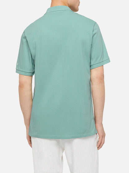 Sage green cotton piquet buttonless polo shirt Charles