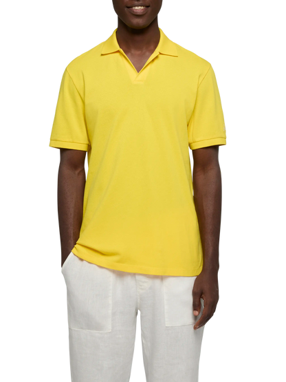 Yellow cotton piquet buttonless polo shirt Charles