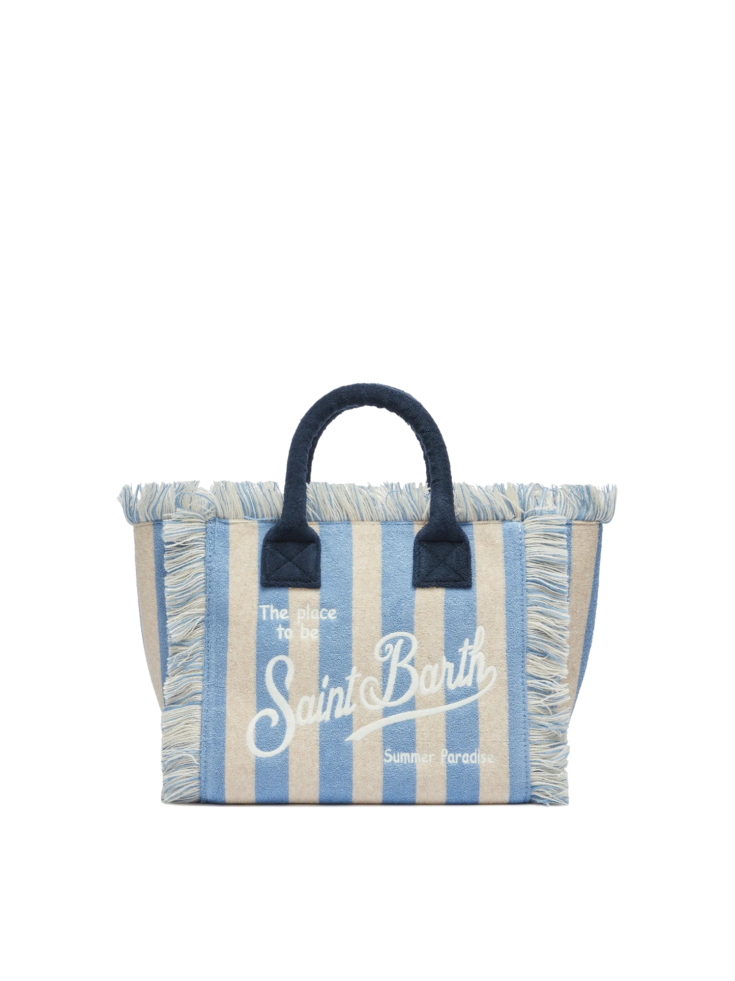 Colette Sponge light blue striped terry handbag - MC2 Saint Barth
