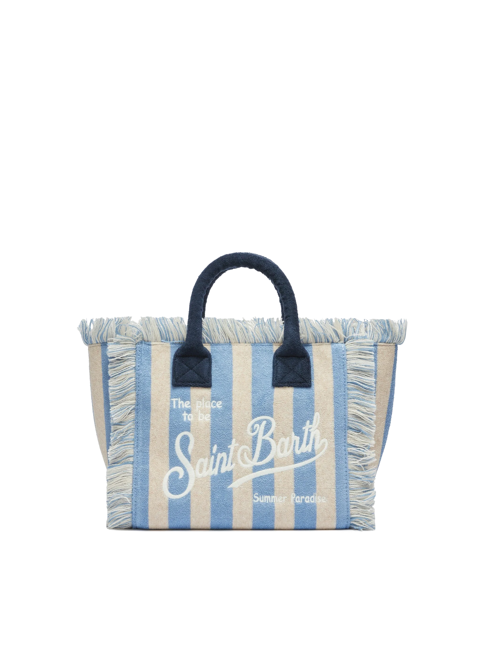 Colette Sponge light blue striped terry handbag - MC2 Saint Barth