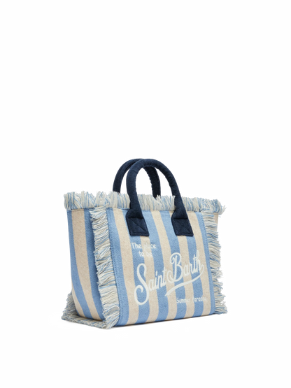 Colette Sponge light blue striped terry handbag - MC2 Saint Barth