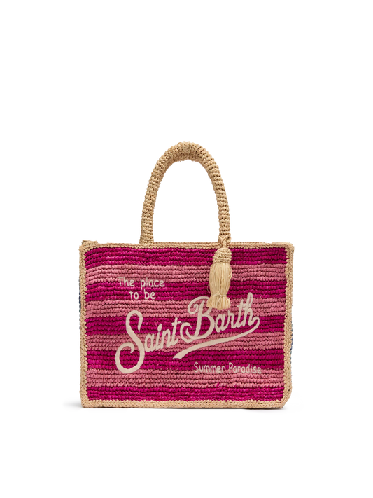 Colette Raffia multicolor striped handbag with logo embroidery - MC2 Saint Barth