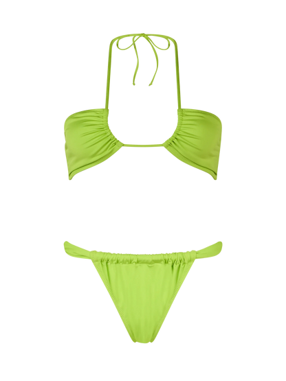 Woman lime green bandeau bikini Dahlia Noelle
