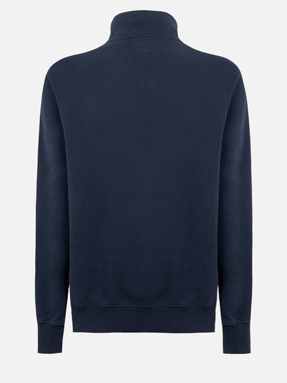 Man navy blue half zipped sweatshirt Dunkan with St. Barth embroidery
