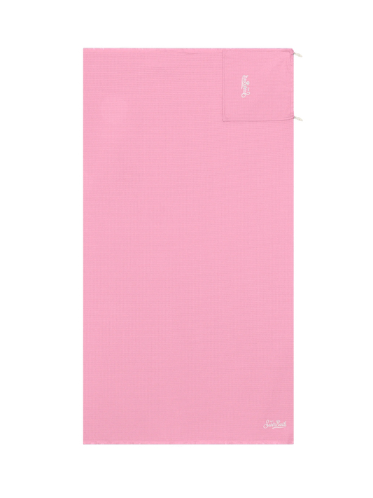 Pink honeycomb cotton FoutaSac beach towel