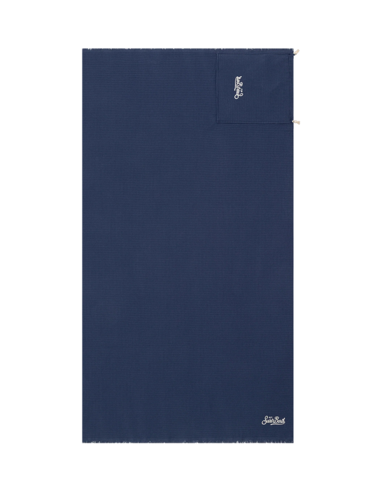 Navy blue honeycomb cotton FoutaSac beach towel