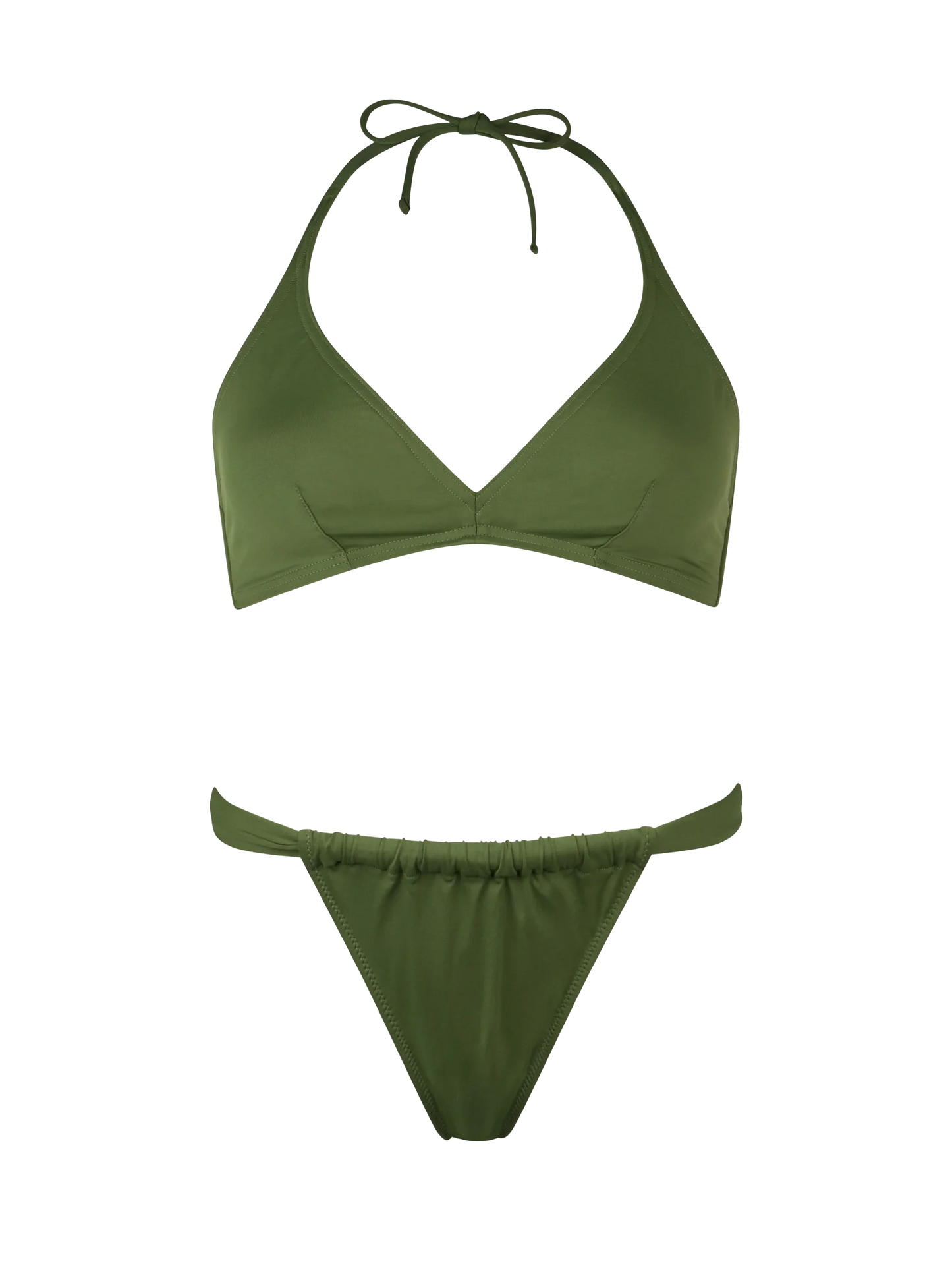 Woman military green triangle bikini Gaia Noelle