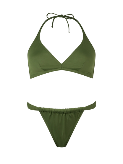Woman military green triangle bikini Gaia Noelle