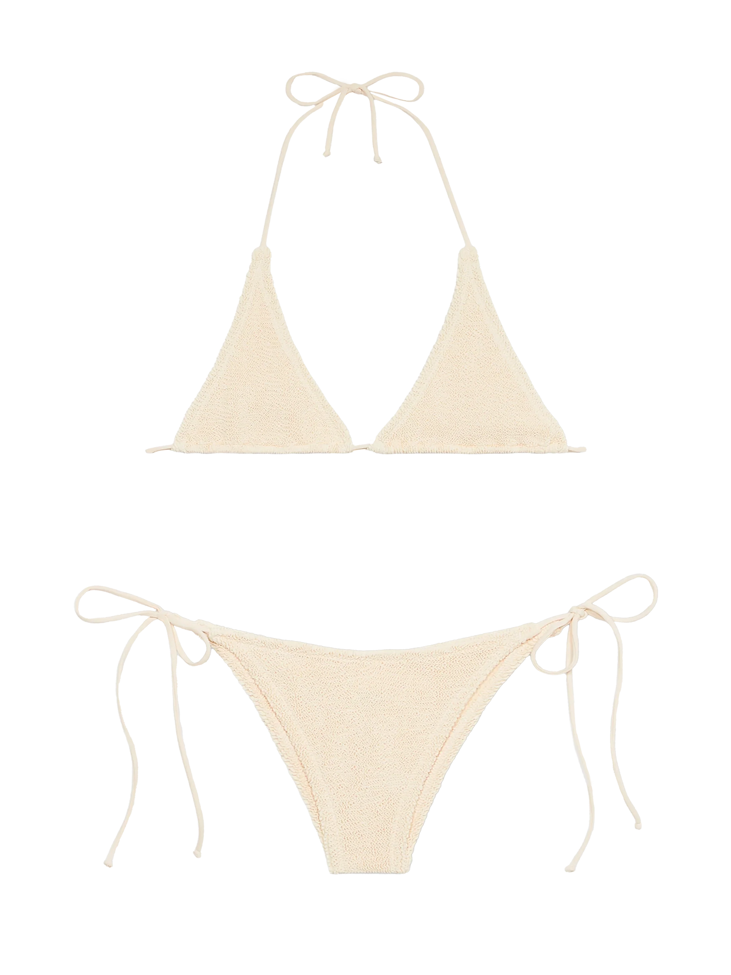 Woman cream crinkle triangle bikini Guiana Marielle