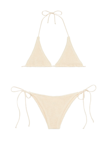 Woman cream crinkle triangle bikini Guiana Marielle