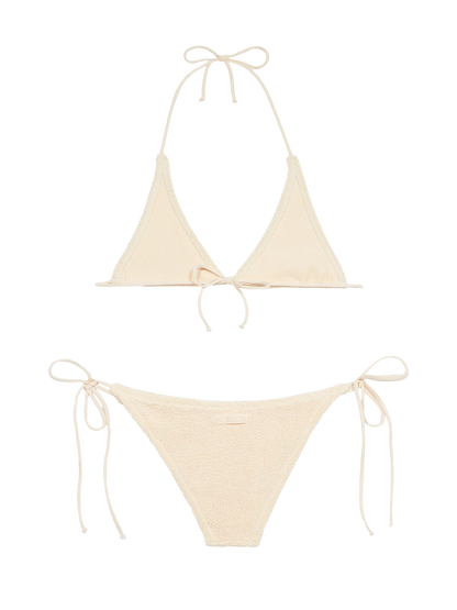 Woman cream crinkle triangle bikini Guiana Marielle