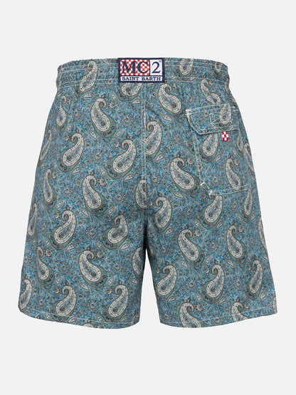 Man mid-length Gustavia swim-shorts with cashmere print