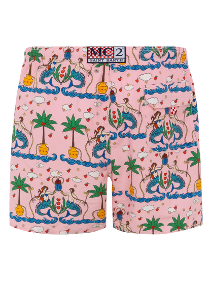 Mid-length Gustavia swim-shorts with mermaid print | ALESSANDRO ENRIQUEZ SPECIAL EDITION