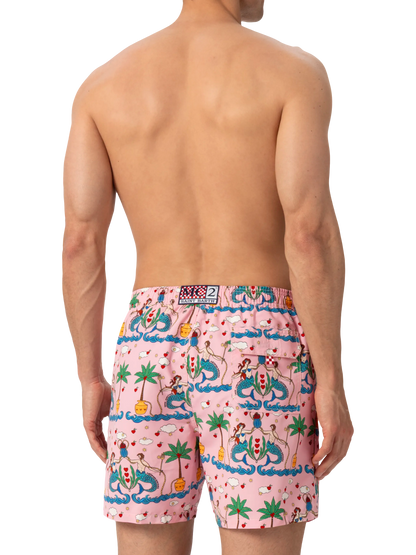 Mid-length Gustavia swim-shorts with mermaid print | ALESSANDRO ENRIQUEZ SPECIAL EDITION