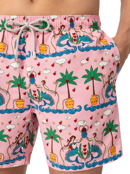 Mid-length Gustavia swim-shorts with mermaid print | ALESSANDRO ENRIQUEZ SPECIAL EDITION