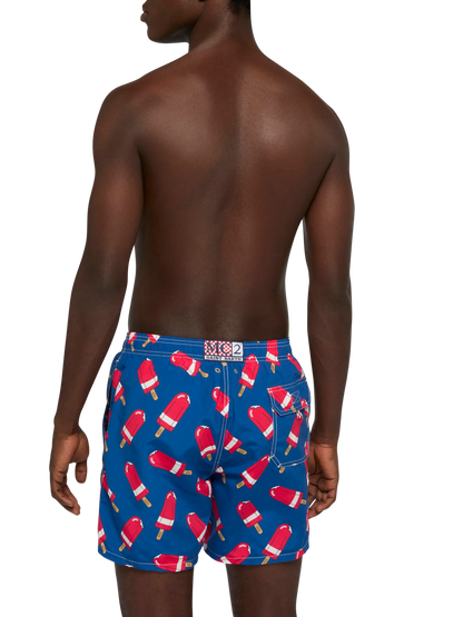 Mid-length Gustavia swim-shorts with Fior di Fragola print | ALGIDA SPECIAL EDITION