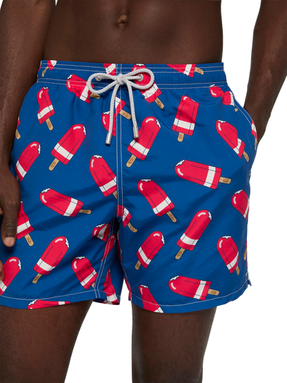 Mid-length Gustavia swim-shorts with Fior di Fragola print | ALGIDA SPECIAL EDITION