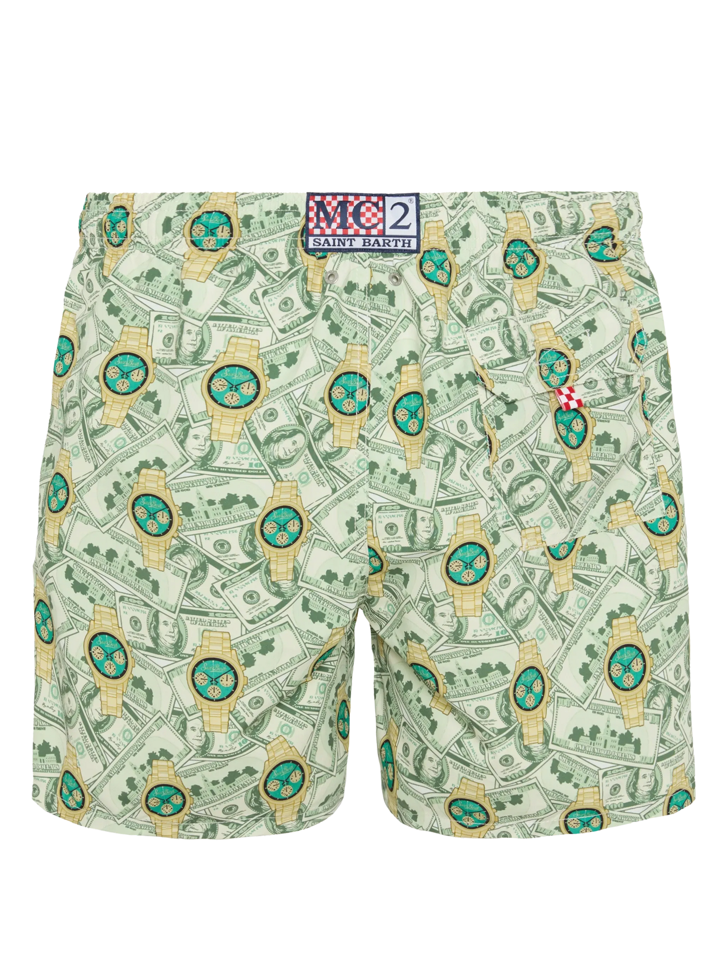 Mid-length Gustavia swim-shorts with watches print