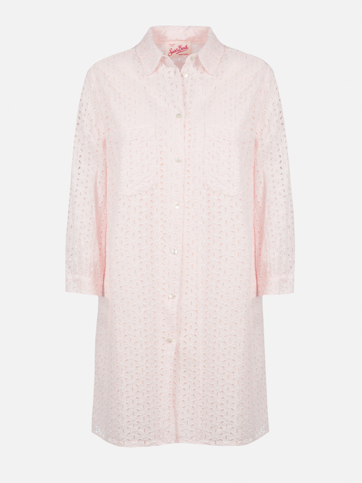 Woman pink Sangallo shirt mini dress