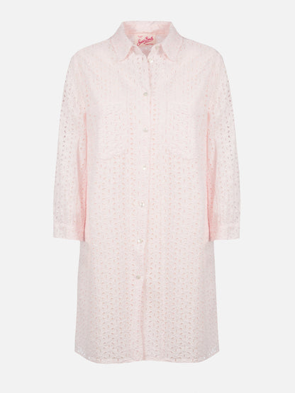 Woman pink Sangallo shirt mini dress