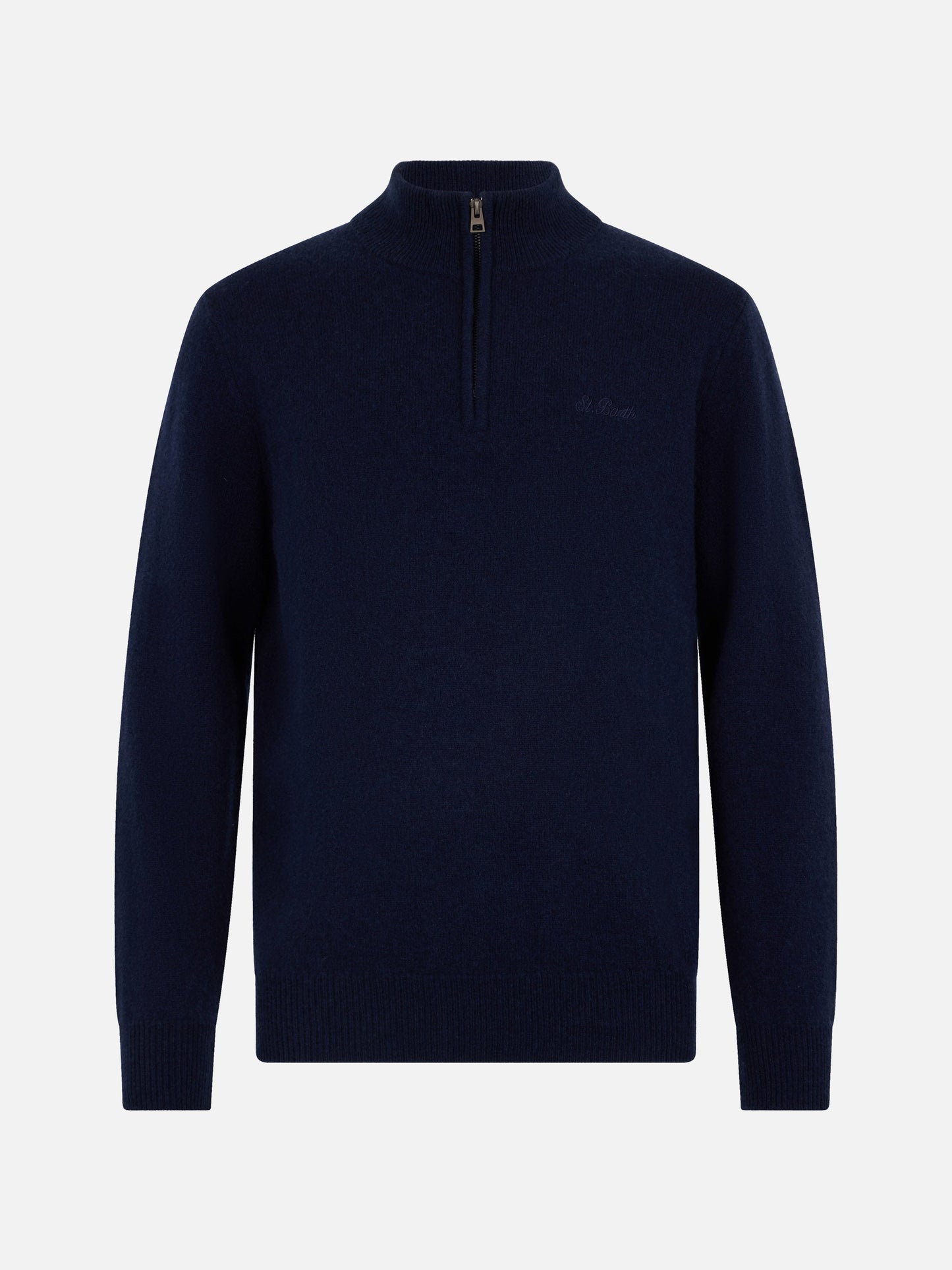 Man quarter-zip lambswool blue sweater Jermyn