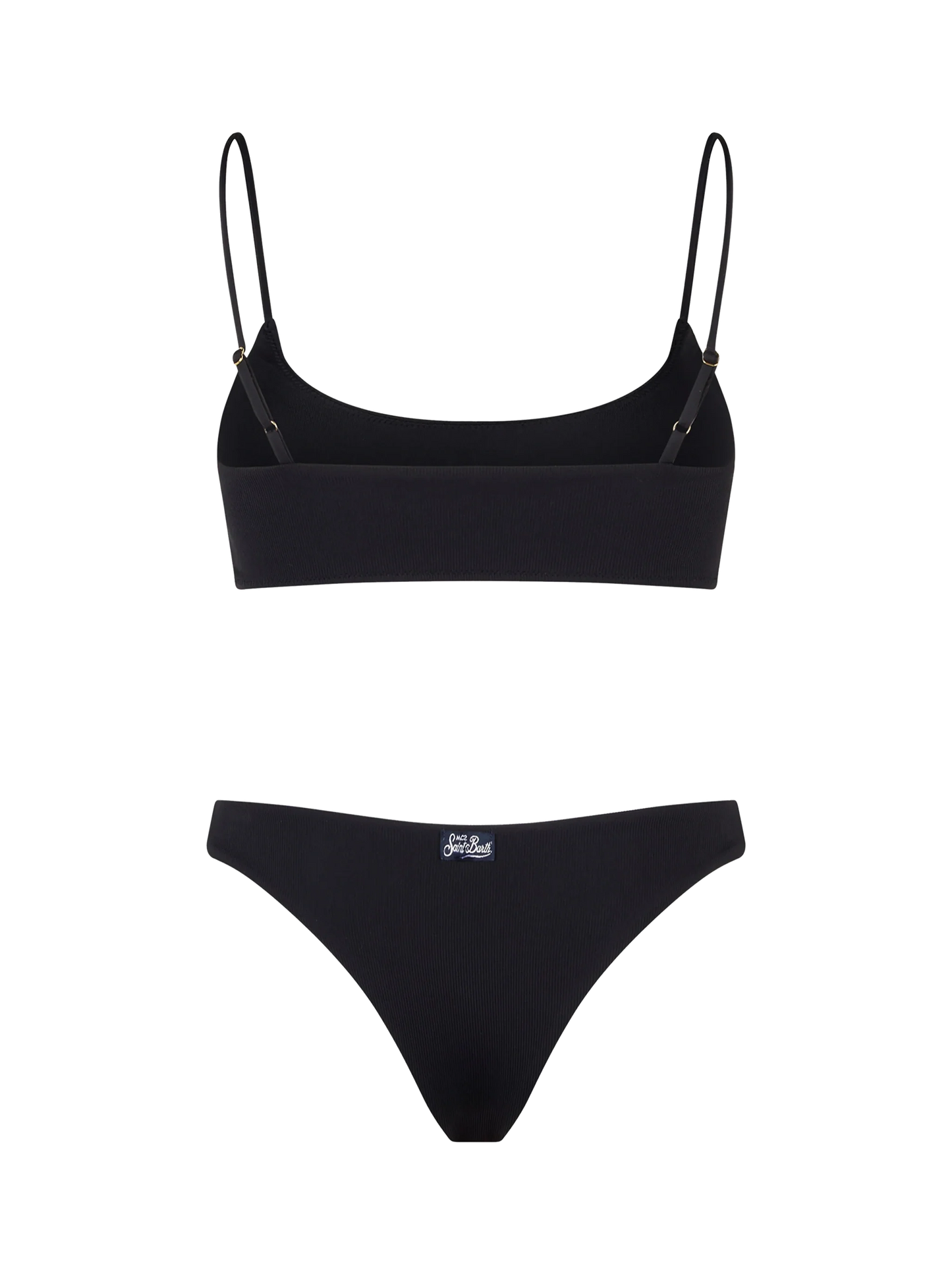 Woman black ribbed bralette bikini Judy Naomi