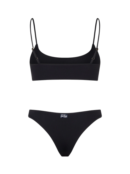 Woman black ribbed bralette bikini Judy Naomi