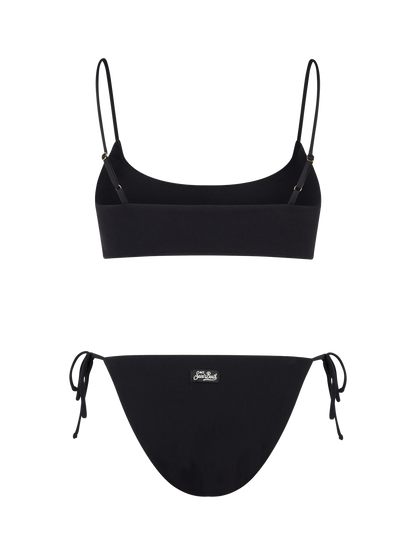 Woman black ribbed bralette bikini Judy Virgo