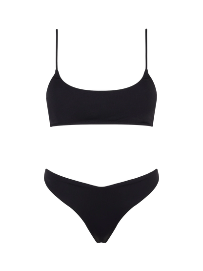 Woman black ribbed bralette bikini Judy Naomi
