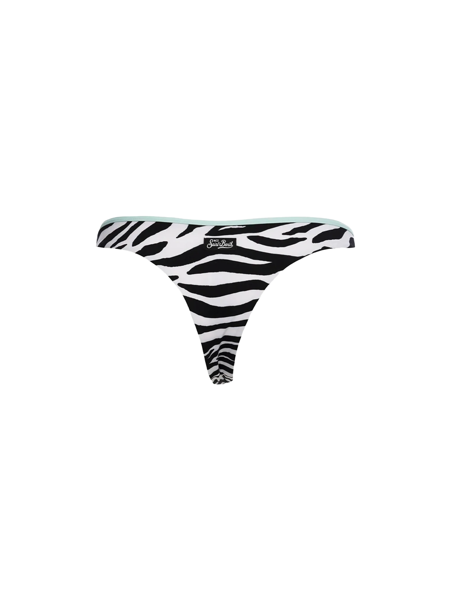 Woman zebra cheeky swim briefs Naomi with piping