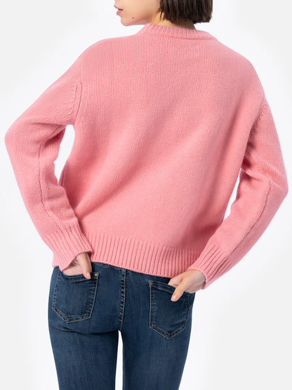 Woman pink fair isle sweater Kyla with Apres Ski jacquard
