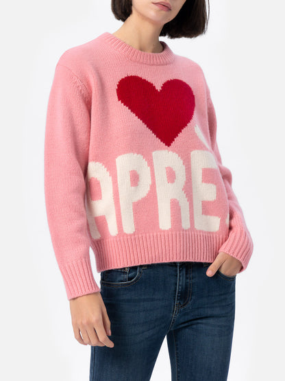 Woman pink fair isle sweater Kyla with Apres Ski jacquard