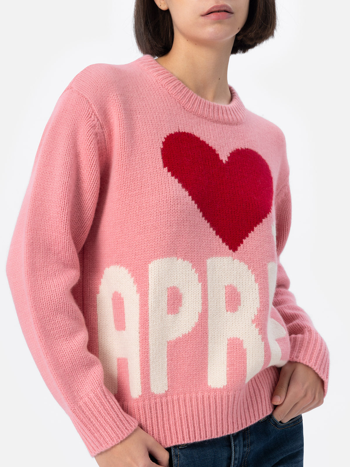 Woman pink fair isle sweater Kyla with Apres Ski jacquard
