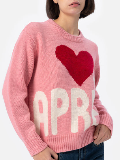 Woman pink fair isle sweater Kyla with Apres Ski jacquard