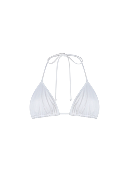 Woman white triangle top swimsuit Leah