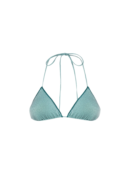 Woman water green lurex triangle top swimsuit Leah